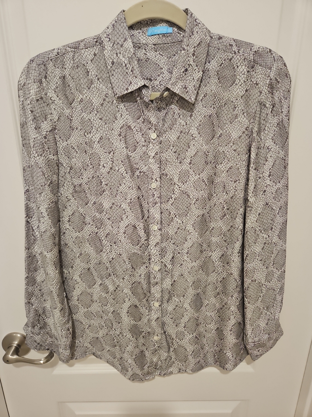 J.McLaughlin Snake Print Silk Blend Blouse Button Front Women S Lightweight